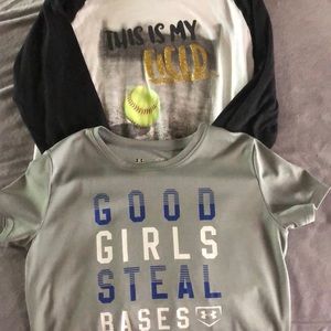 Two YLg softball shirts!